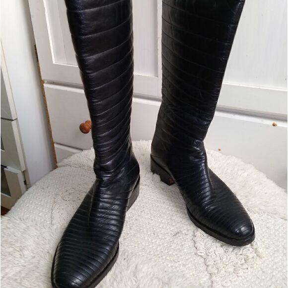 Turpin  7.5 leather boots black, vintage, steam punk, vampire, Goth - Picture 9 of 13